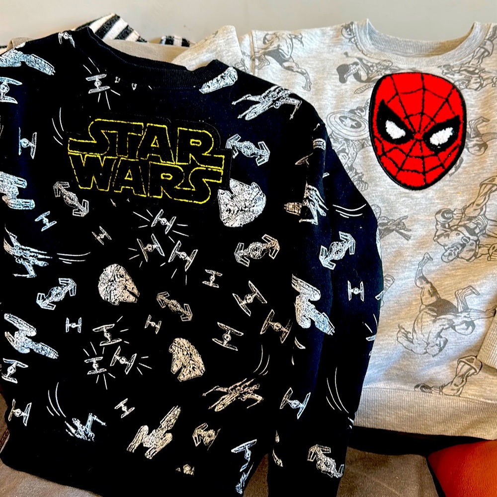 Two excellent condition marvel Spider-Man and Star Wars sweaters
